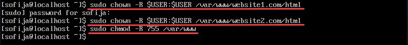 change ownership of directory file of virtual host