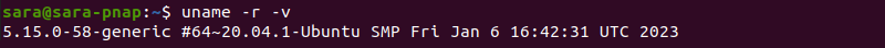 uname -r -v terminal output