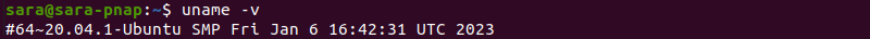 uname -v terminal output
