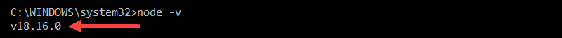 Check Node version using the Windows cmd.