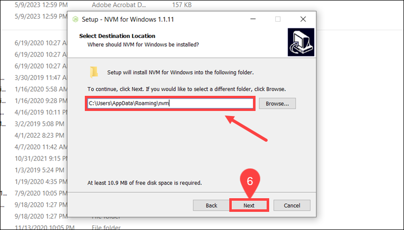 Set the nvm installation path.