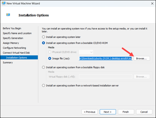 New VM installation options ISO file