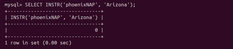 SELECT INSTR() not found MySQL output